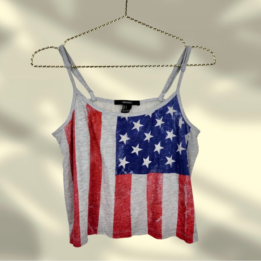 American Flag Design Laced Back Crop Top